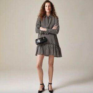 NWT! J.CREW Amelia Popover Shirtdress in Chain Print Size XS